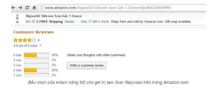 Sản phẩm được bán trên website Amazon.com và được khách hàng ở Mỹ đánh giá cao về hiệu quả