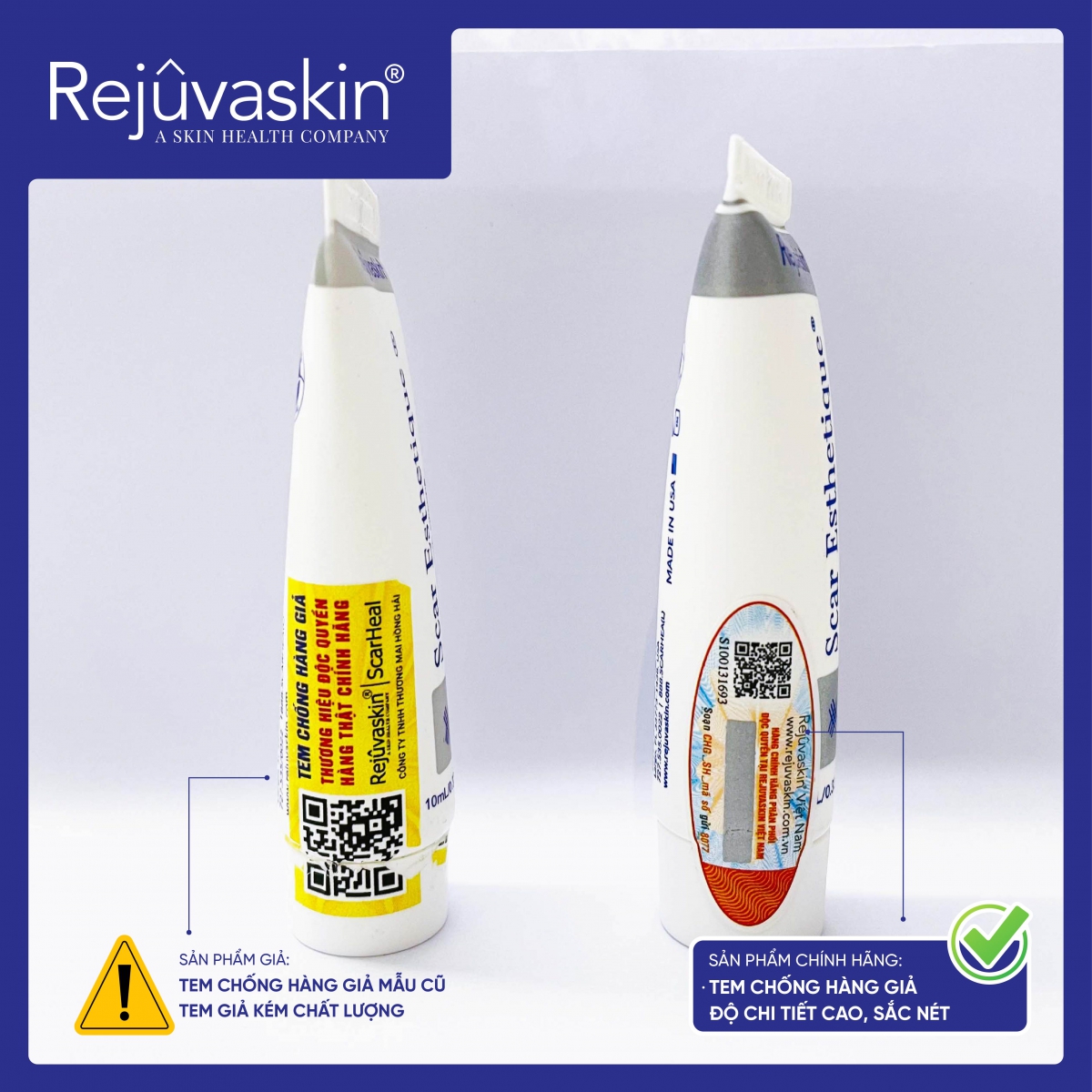 Rejuvaskin có tem chống hàng giả chính thức cho tất cả sản phẩm