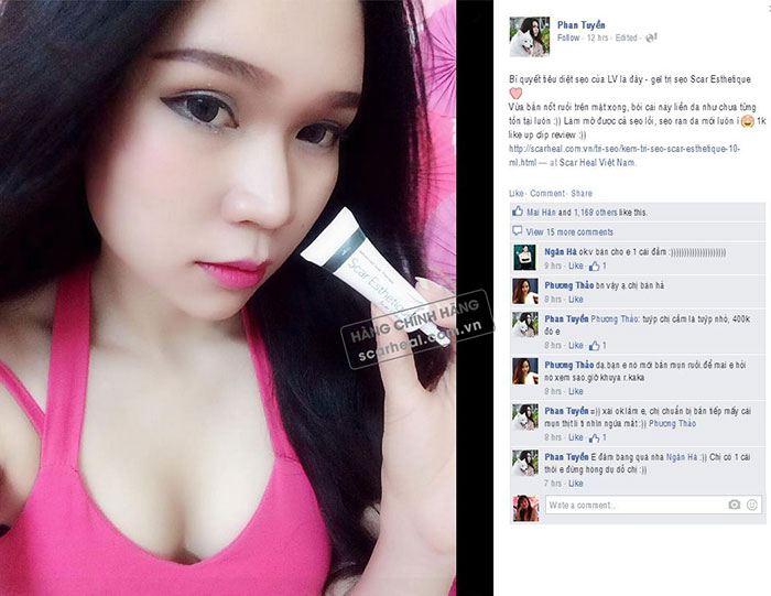 Hotgirl LV Babi chia sẻ bí quyết trị sẹo với Scar Esthetique trên trang cá nhân của mình