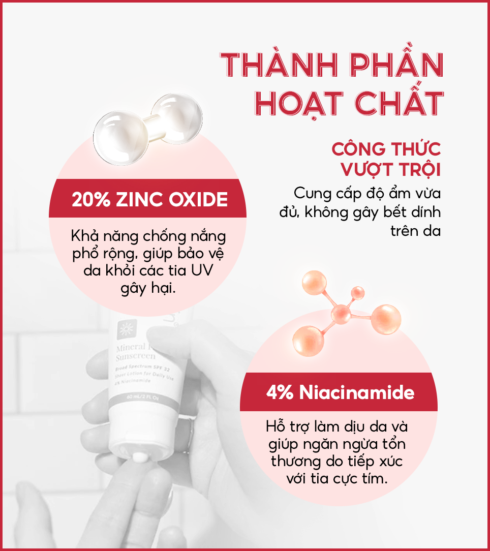 Thành phần hoạt chất nổi bật Kem Chống Nắng Vật Lý Mineral Facial
