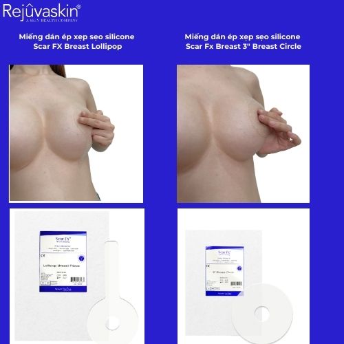 Miếng dán silicone xóa mờ sẹo phẫu thuật ngực sa trễ Scar FX Breast 3″ Breast Circle
